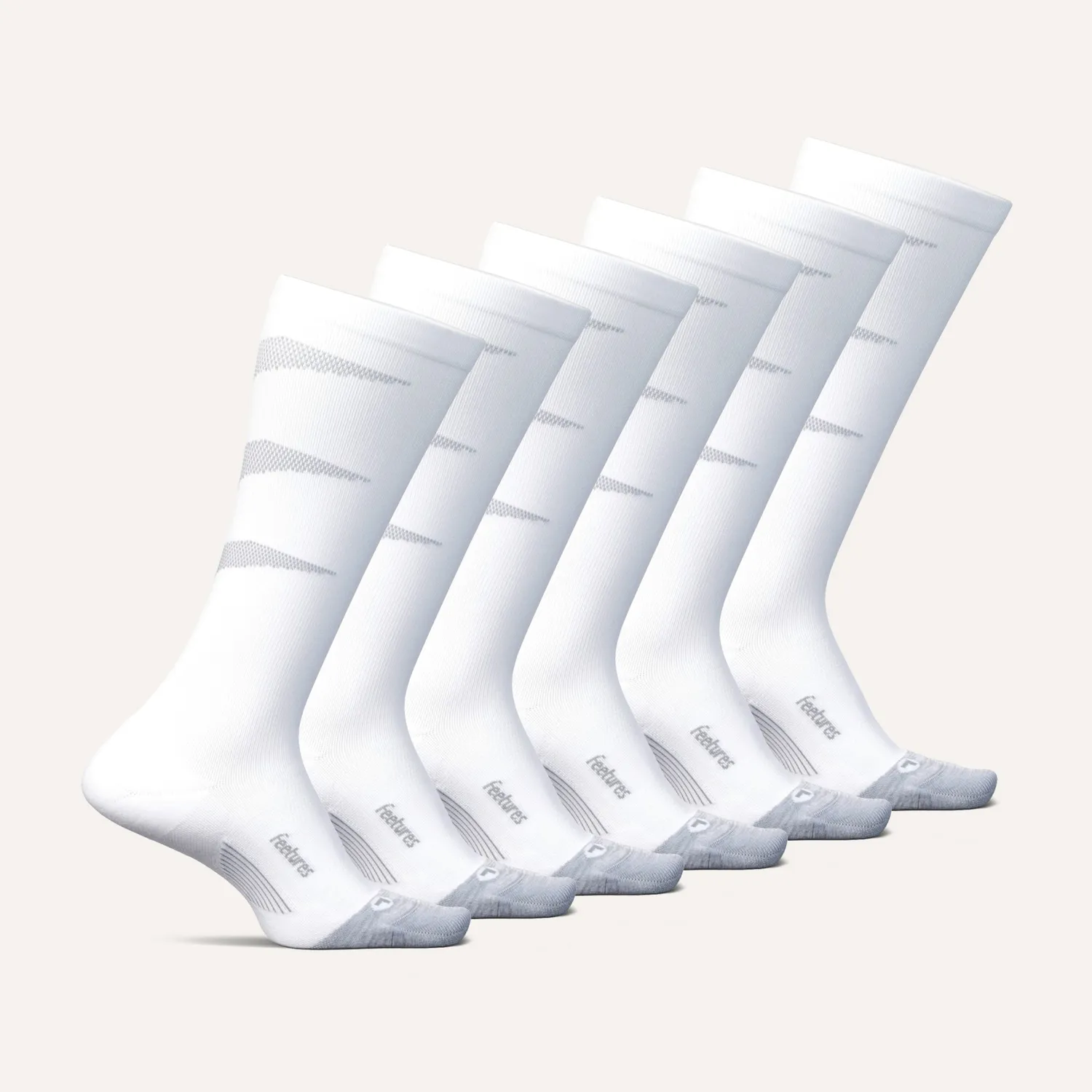 Feetures Active Graduated Compression Light Cushion Knee High sokker White Mix 6-pk