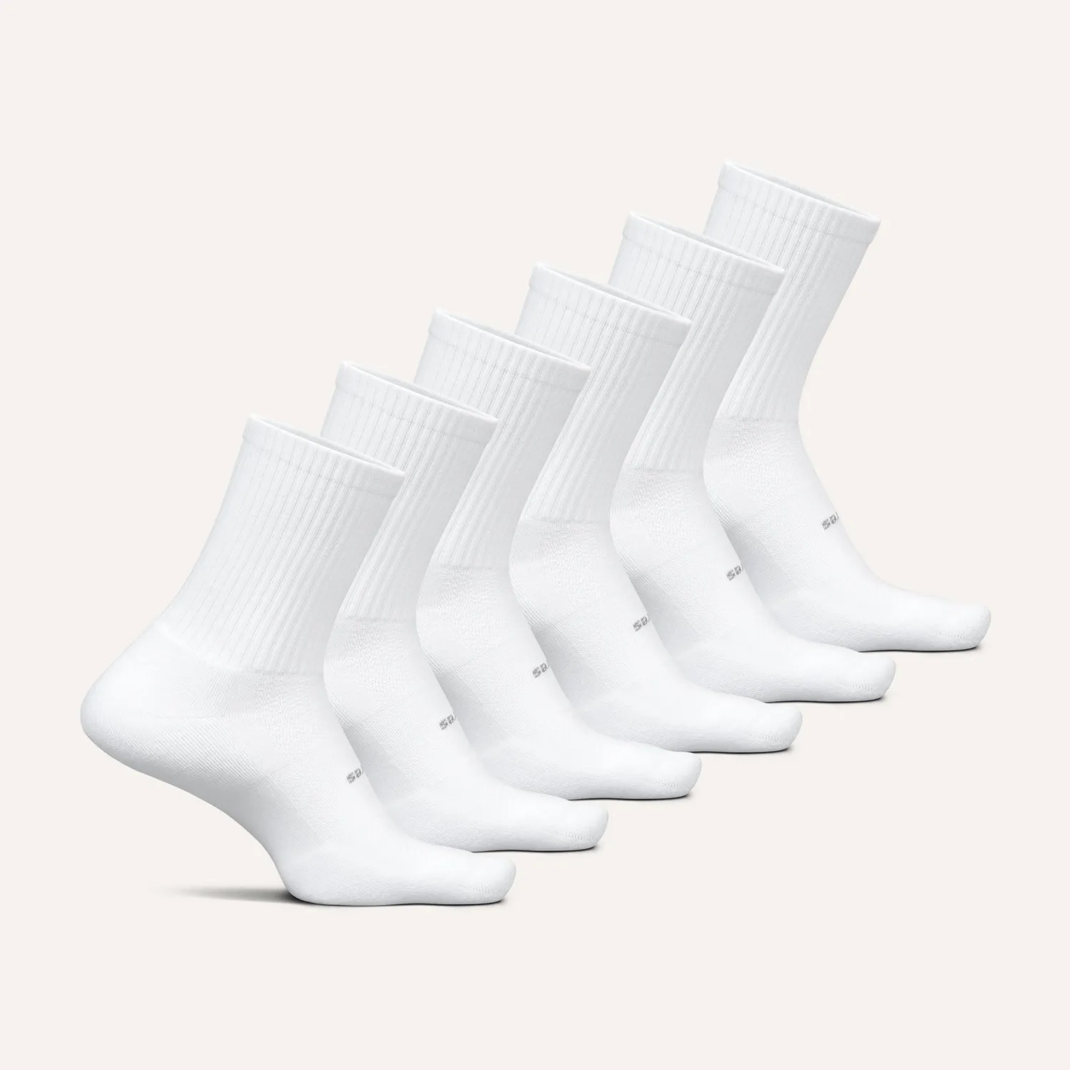 Feetures High Performance Max Cushion Quarter Tall sokker 6-pk White Mix tykke