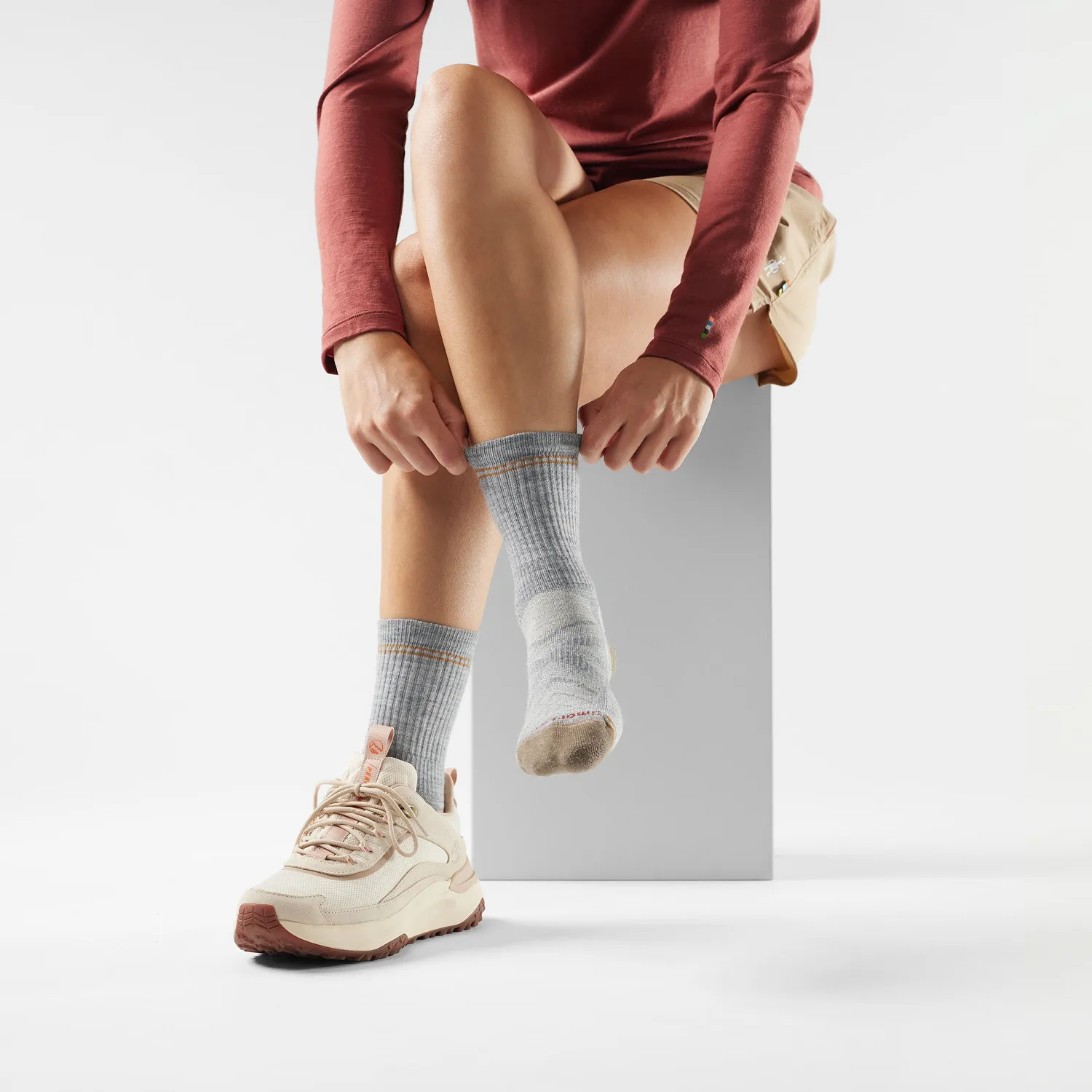 Smartwool Hike Crew sokker Light Gray-White merinoull