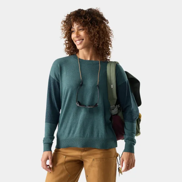 Smartwool Edgewood Crew ullgenser mørk teal M lett strikk