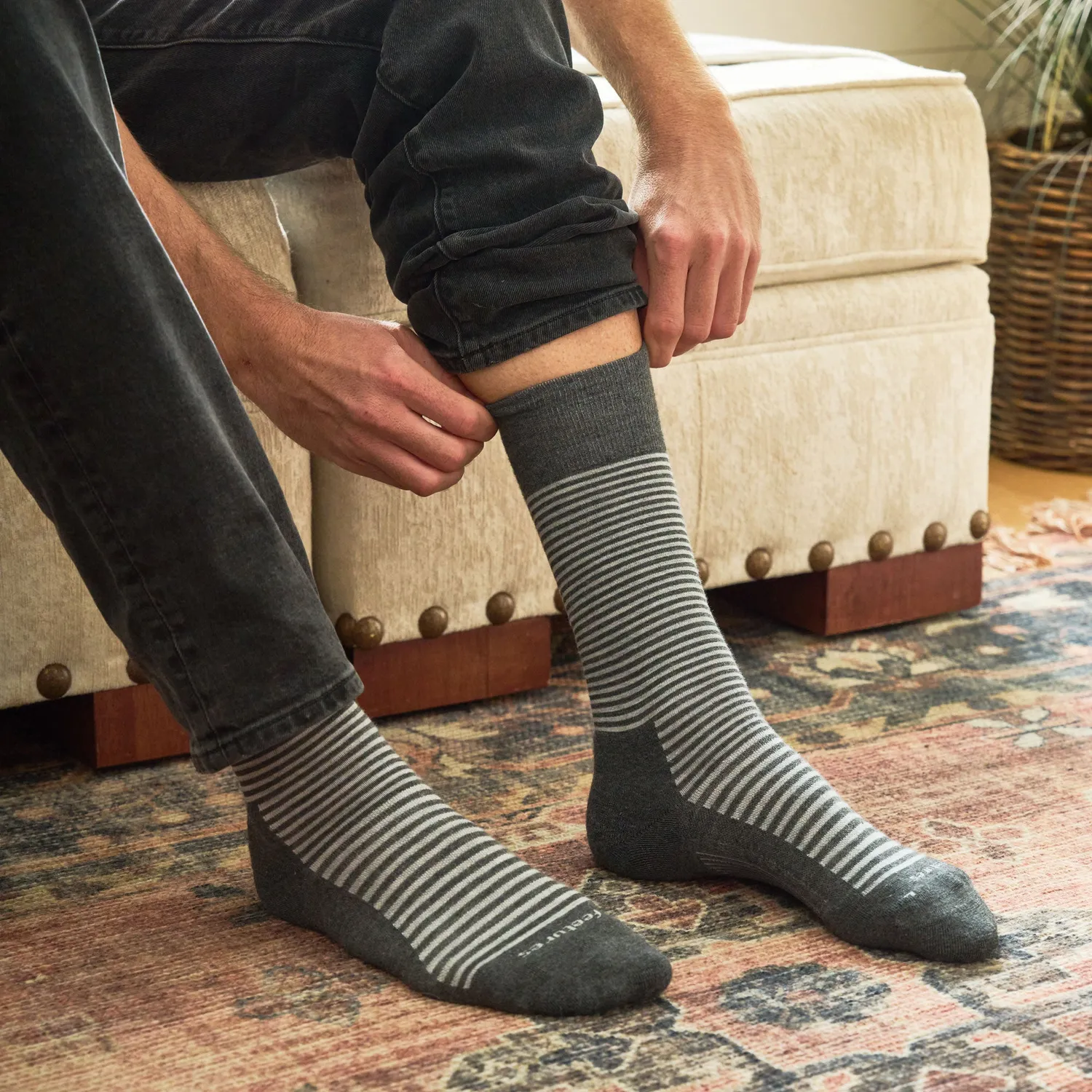 Feetures Everyday Max Cushion Crew herresokk Uptown Sage tykk