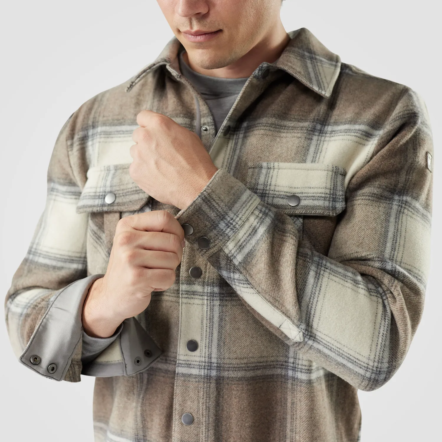 Smartwool Anchor Line skjortejakke almond plaid 80% merino