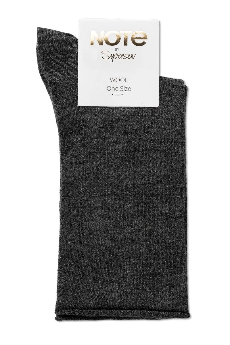 Note By Syversen Wool Roll Top ullsokk gråmelert bambus?