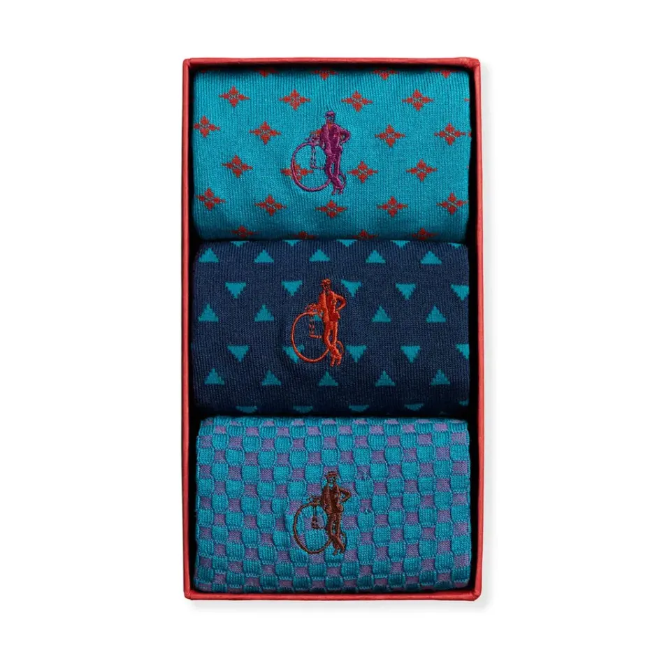 London Sock Company Vintage Blues sokker 3-pk blå