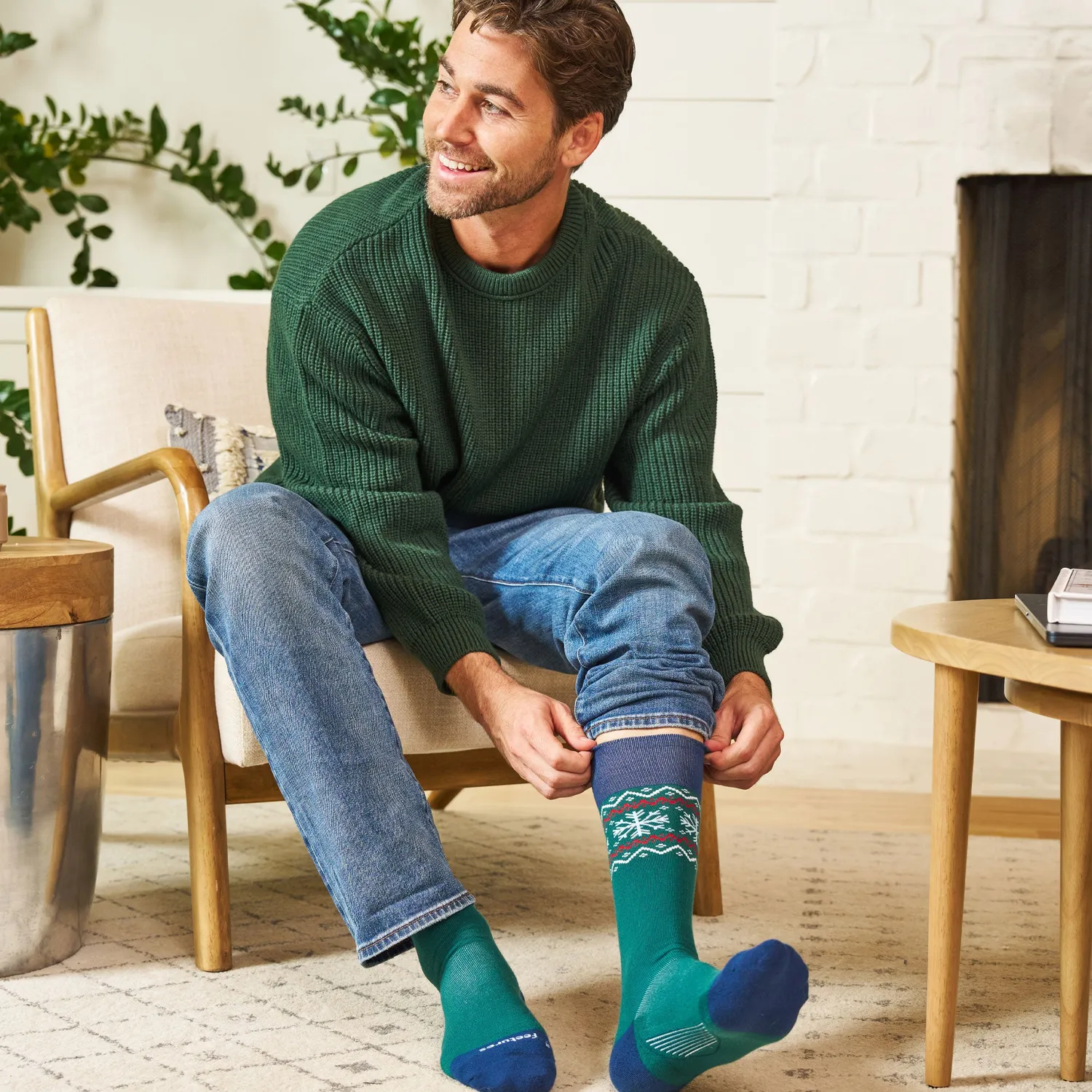 Feetures Everyday Max Cushion crew sokk evergreen herre