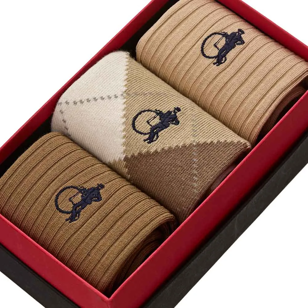 London Sock Company Argyle Sands sokker 3-par stein argyle