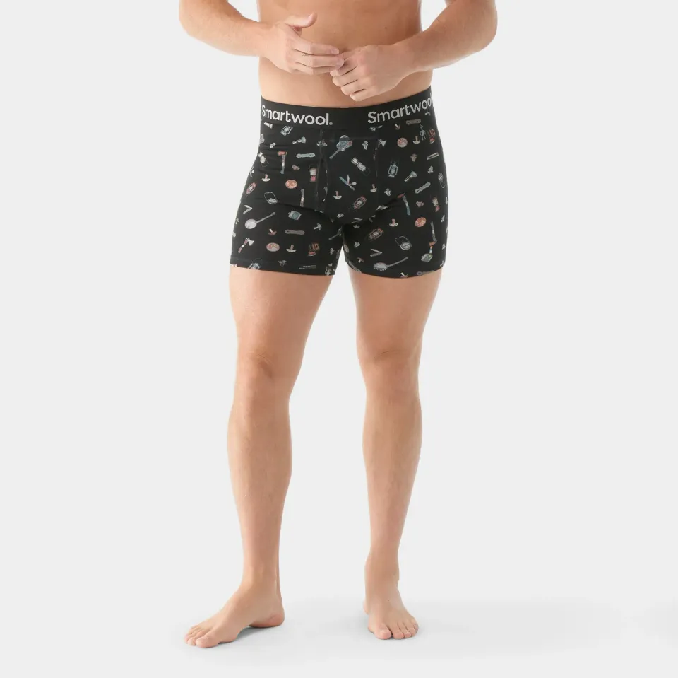 Smartwool Merino Print Boxer Brief boxer svart mønster