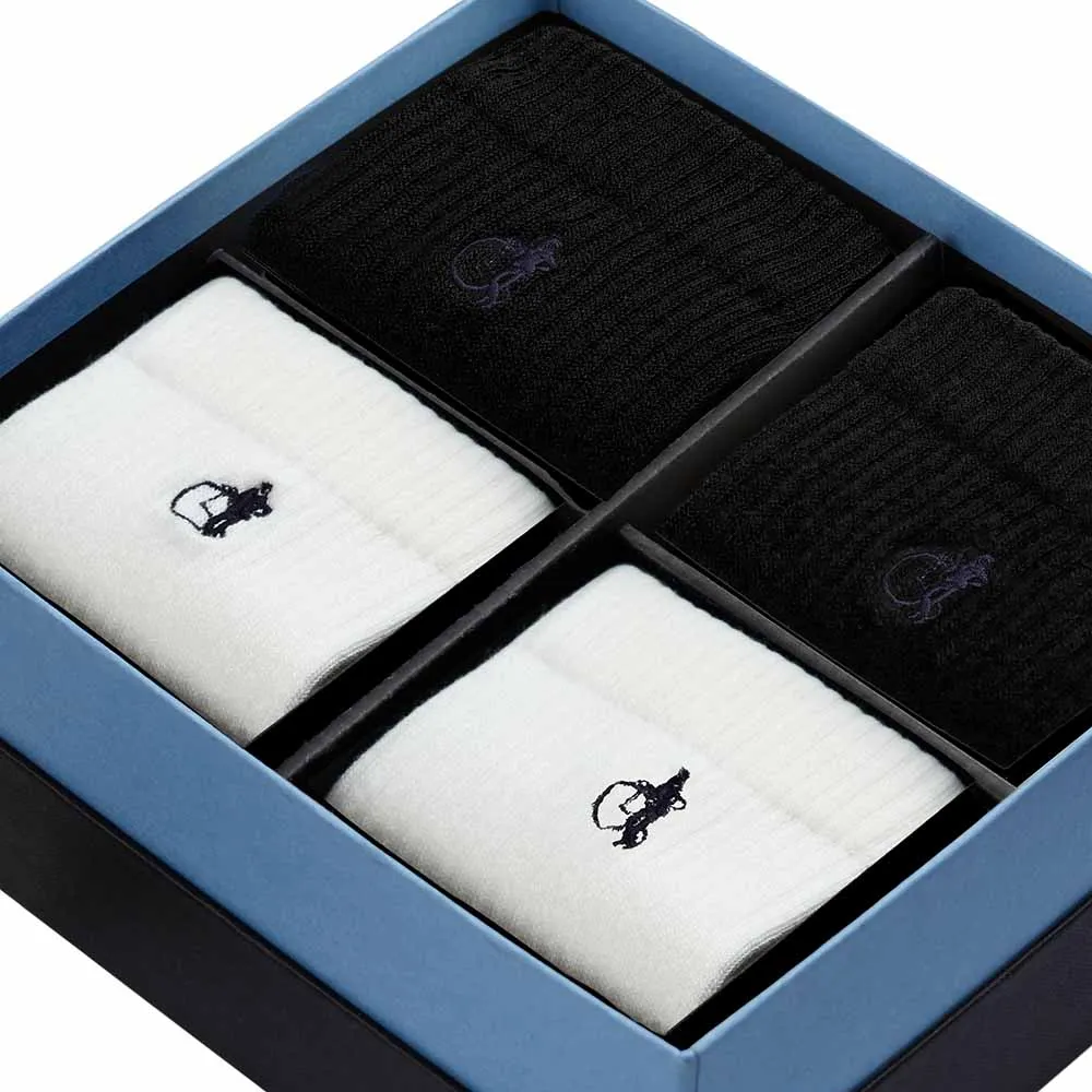 London Sock Company Simply Active Quarter sokker 4-pak hvit svart