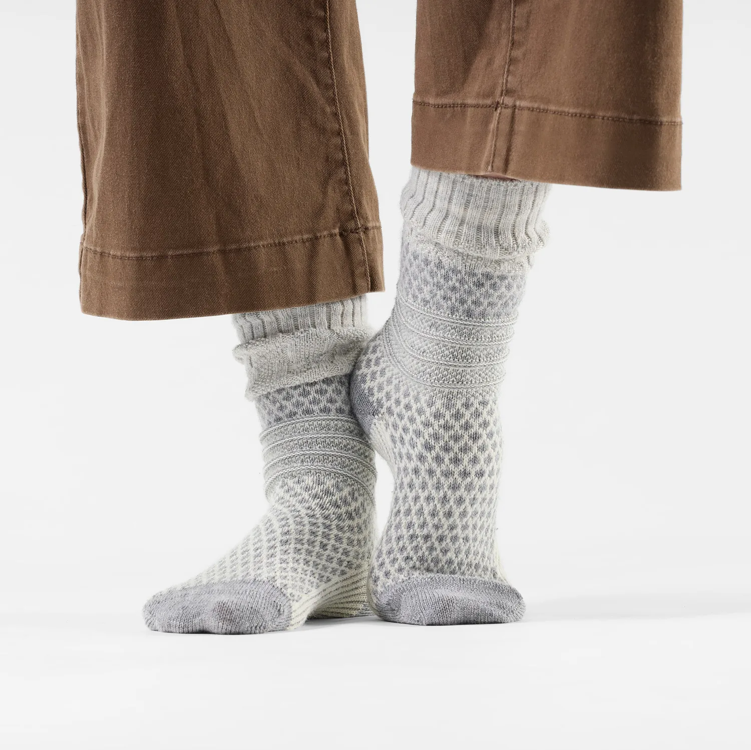 Smartwool Everyday Cozy Popcorn Cable Crew sokker lysegrå ull