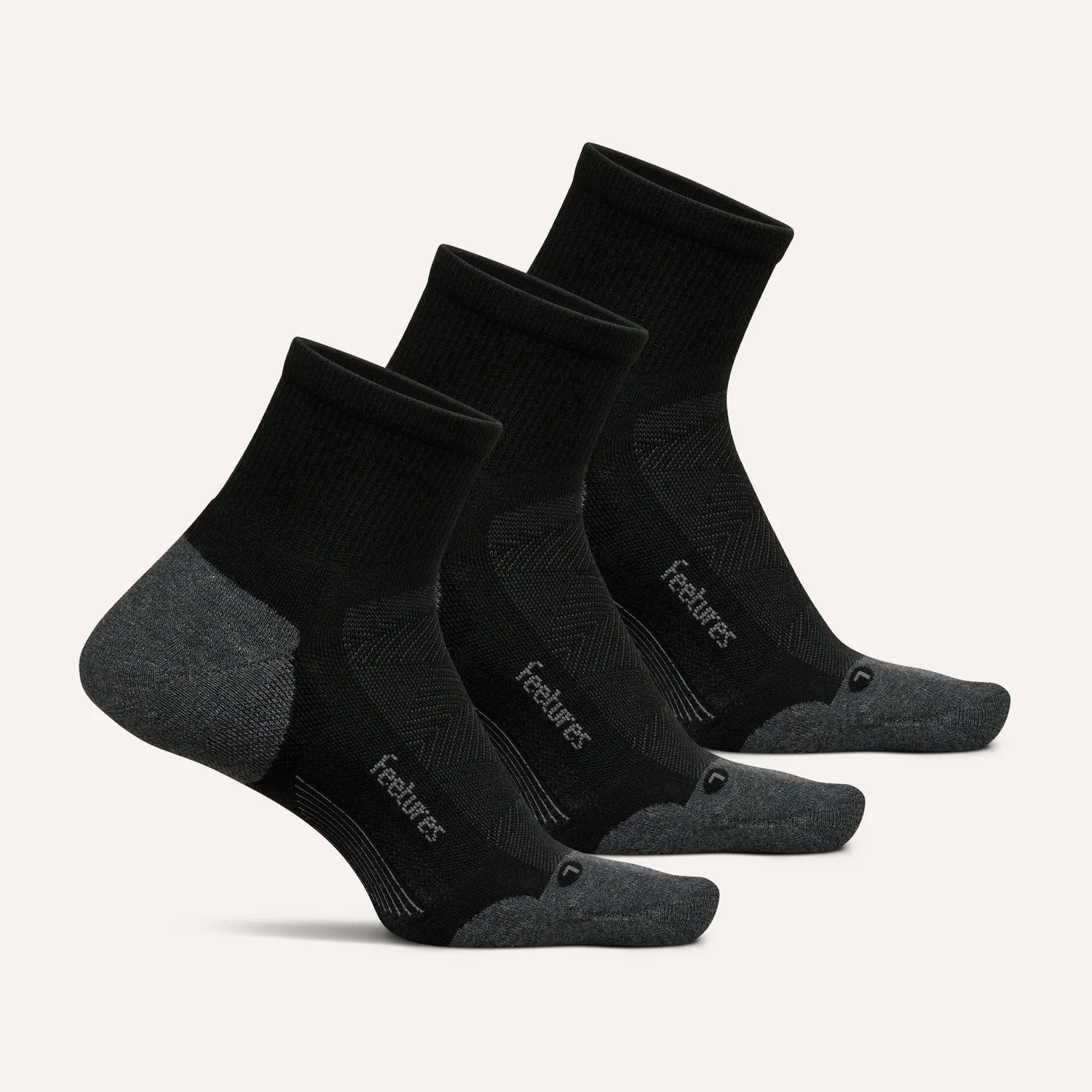 Feetures Elite Max Cushion Quarter sokker 3-pakk hvit miks tykk