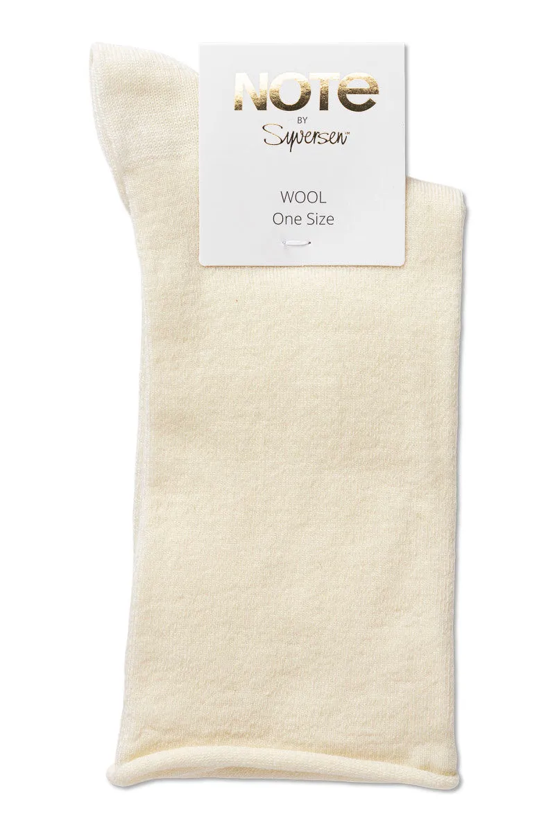 Note By Syversen Wool Roll Top ullsokker offwhite