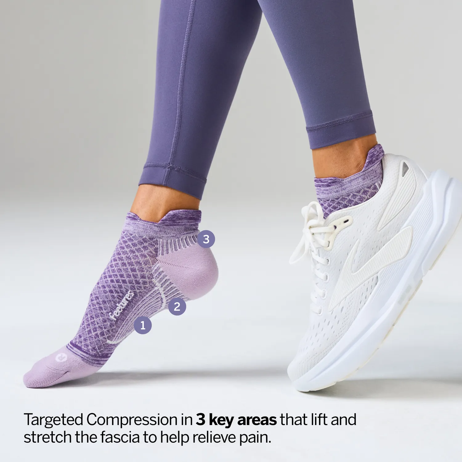 Feetures Plantar Fasciitis Relief Tab sokker lett demping