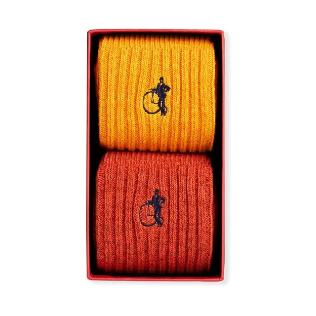London Sock Company Hyde Park bootsokker 2-pack oransje