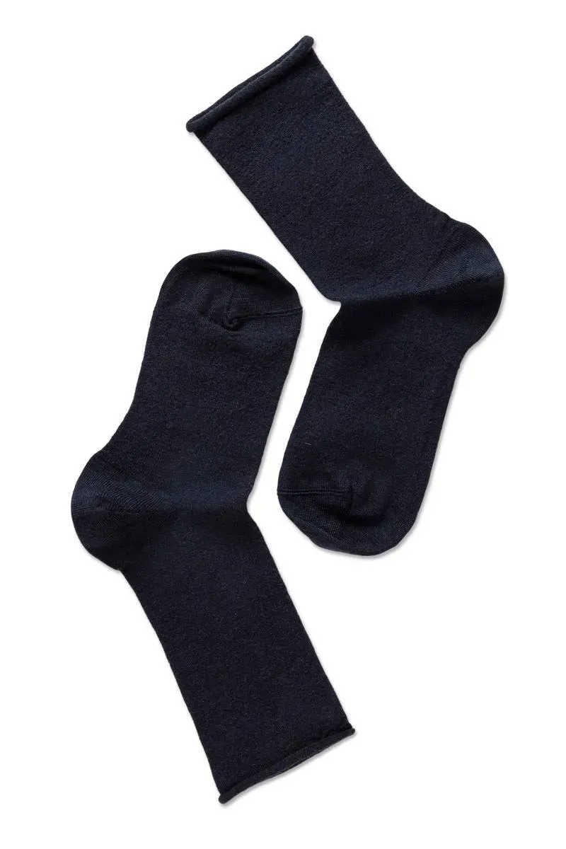 Note by Syversen Wool Roll Top ullsokker navy