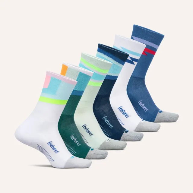 Feetures Elite Light Cushion Mini Crew sokker 6-pack hvit miks