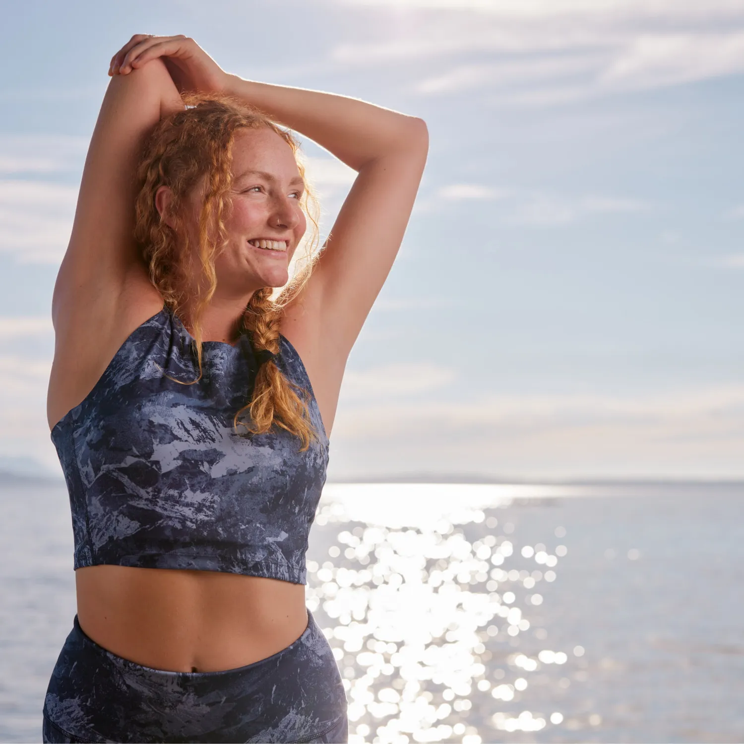 Smartwool Active Crop sports-BH blå merinoull