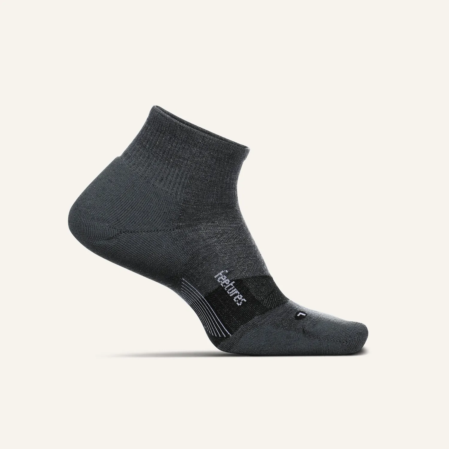 Feetures Merino 10 Max Cushion Quarter sokker svart tykk