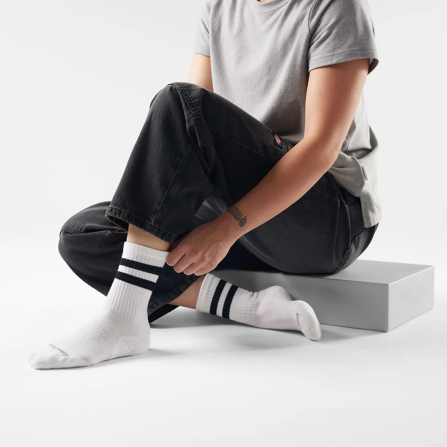 Smartwool Everyday Athletic Striped crewsokker hvit M