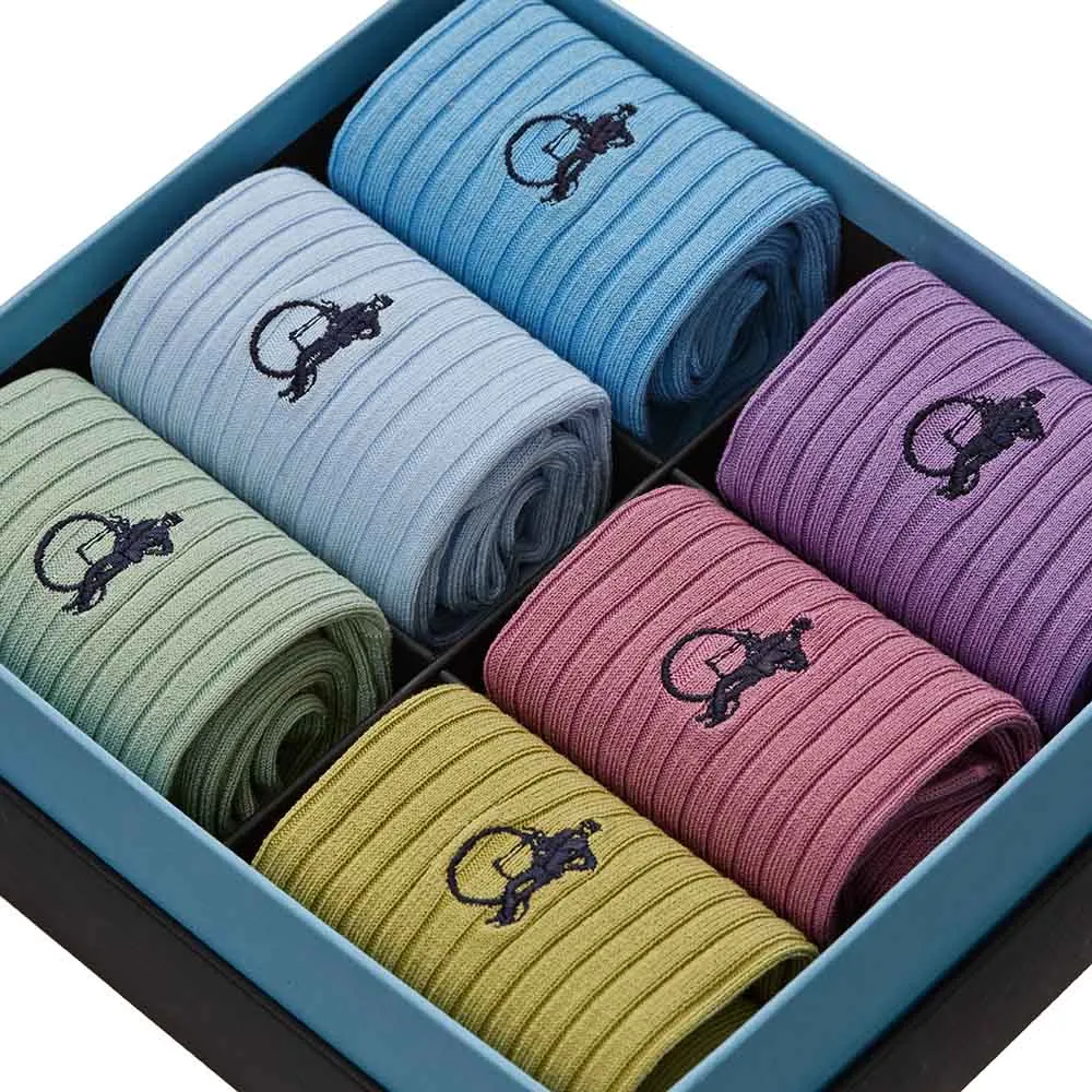 London Sock Company Spring Seasonal sokker 6 par lys bomull