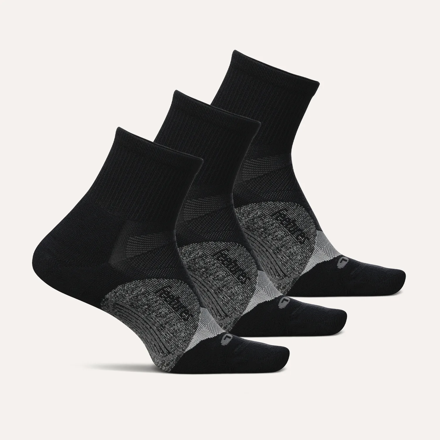 Feetures Elite Light Cushion Quarter sokker 3-pakk hvit lett