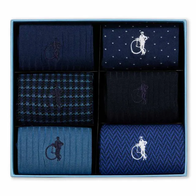 London Sock Company Dash of Class Navy sokker 6-pak blå
