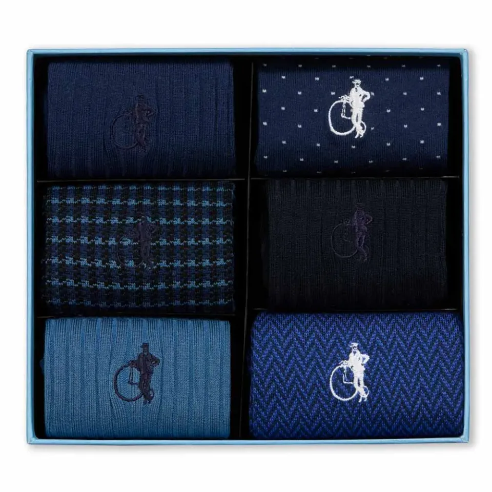 London Sock Company Dash of Class Navy sokker 6-pak blå