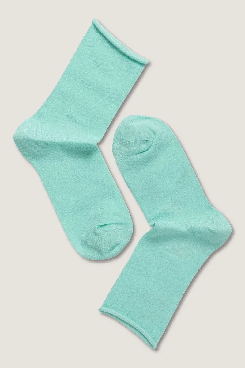 Note by Syversen Bamboo Roll Top crewsokker mint bambus