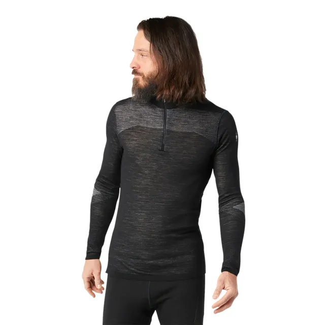 Smartwool Intraknit Thermal Merino 1/4 Zip ullgenser Black-White merino