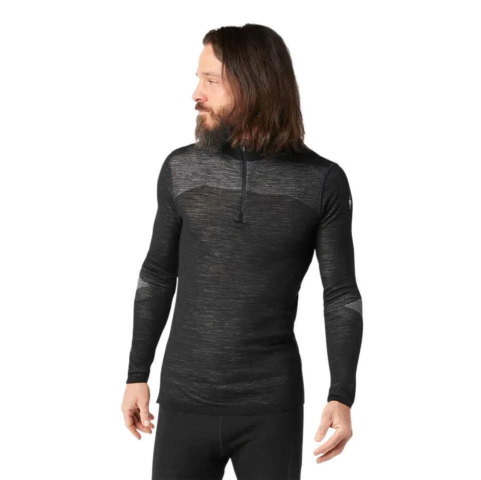 Smartwool Intraknit Thermal Merino 1/4 Zip ullgenser Black-White merino