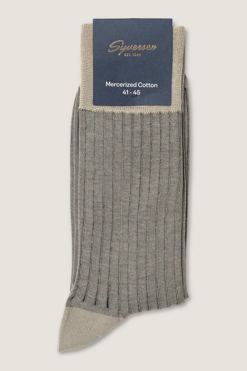 Note By Syversen Mercerized Cotton Rib TwoTone sokk beige 41-45