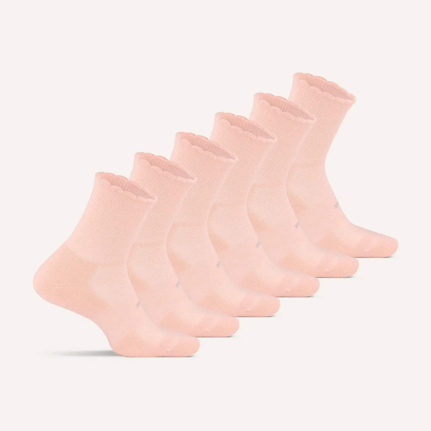 Feetures High Performance Max Cushion Quarter Tall Scallop sokker 6-pack lilla