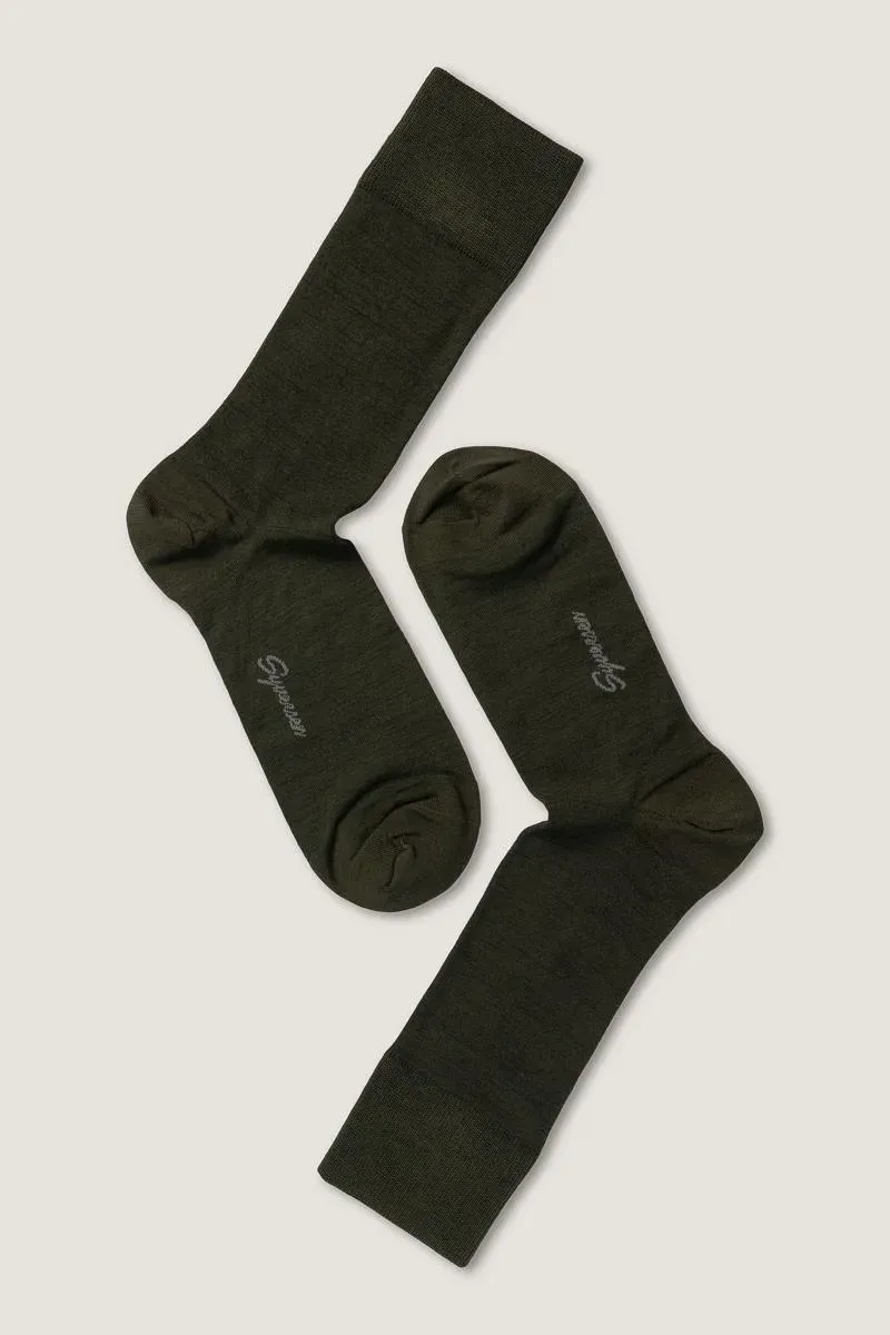 Syversen Socks Fine Wool crewsokk oliven 41-45 tynn