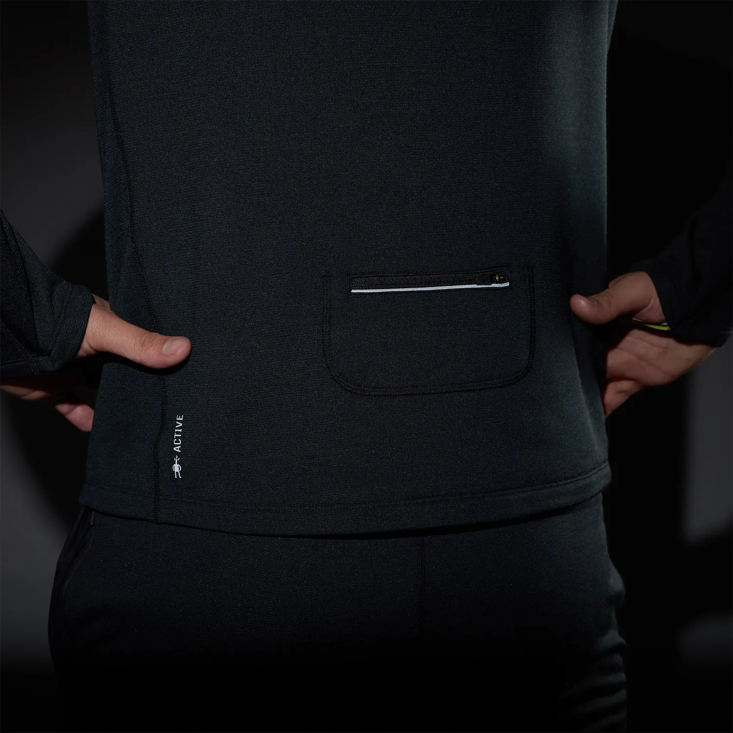 Smartwool Active Fleece Wind hettegenser svart vindtet