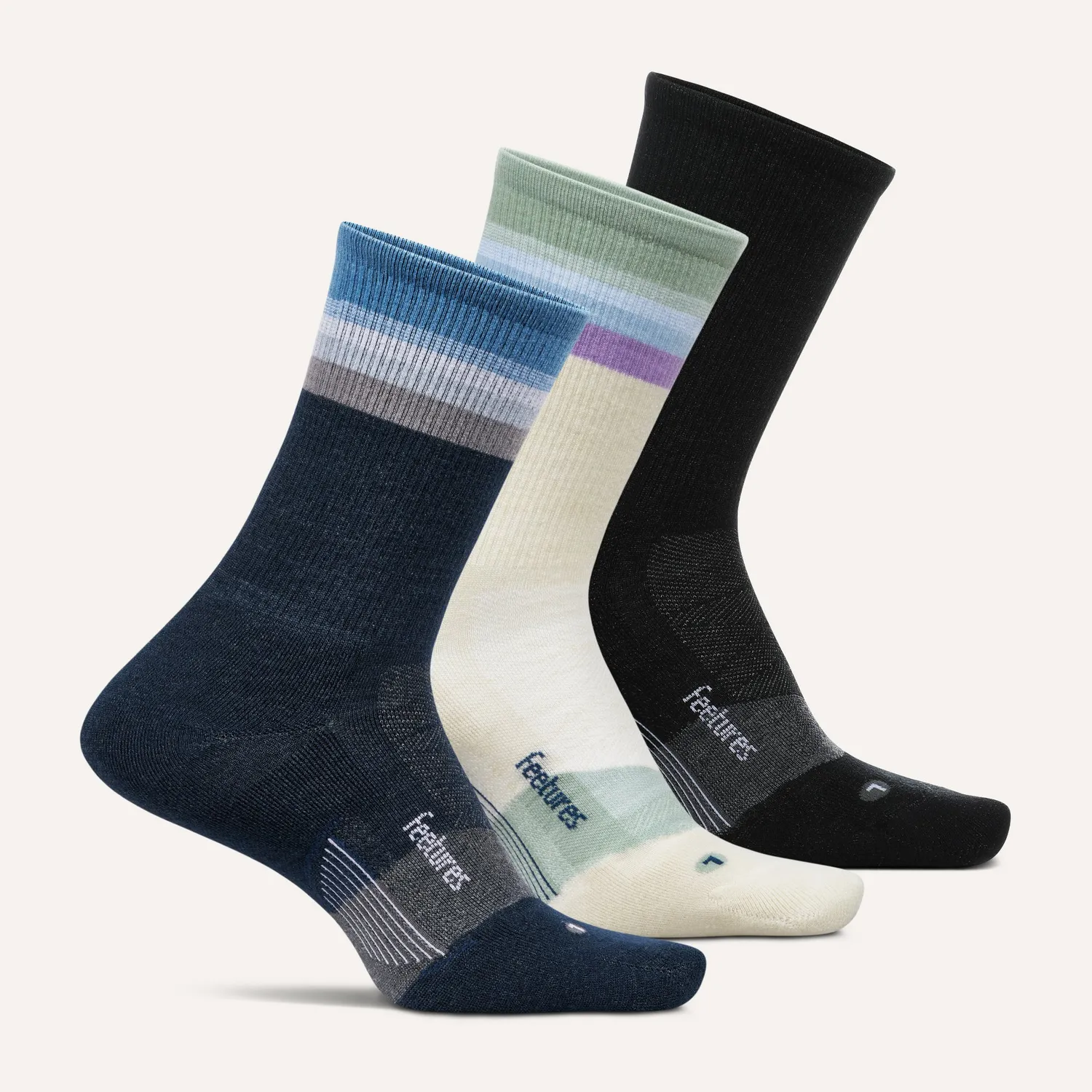 Feetures Merino 10 Max Cushion minicrew sokker 3-pk ull