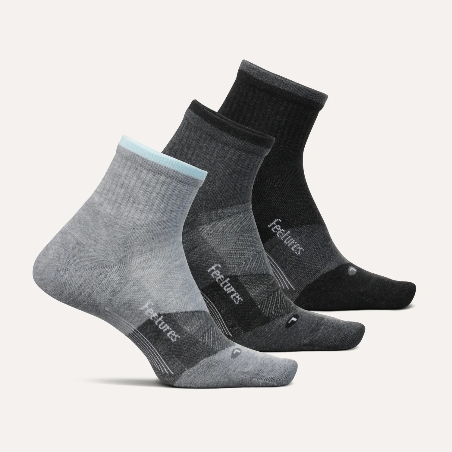 Feetures Trail Max Cushion Quarter sokker 3-pakk grå