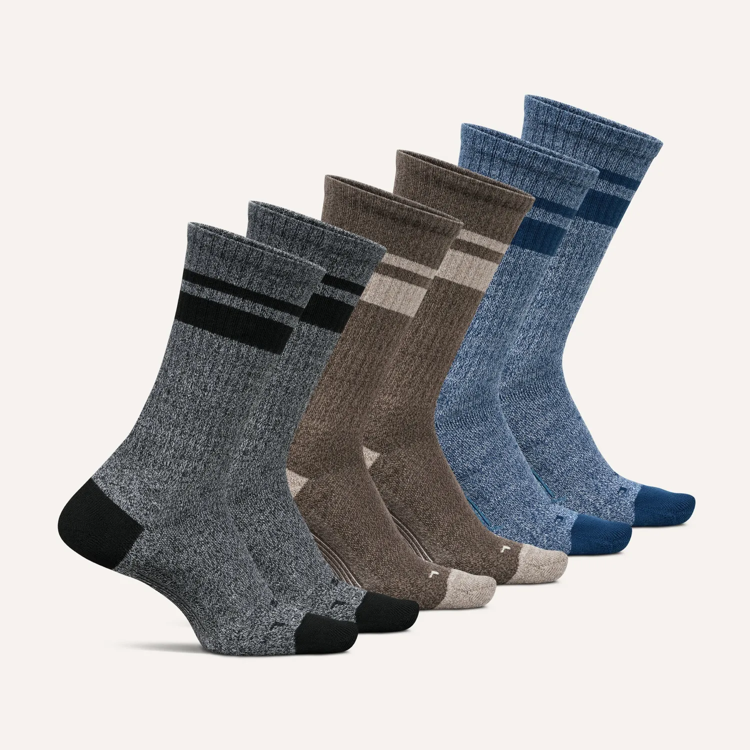Feetures Everyday Max Cushion Crew sokker 6-pk Anytime Black Mix tykke