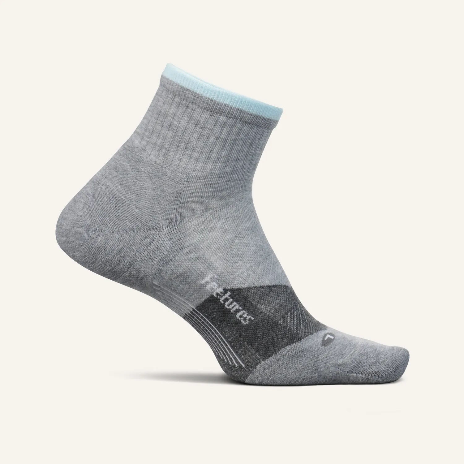 Feetures Trail Max Cushion Quarter sokker Tectonic Blue tykk demping