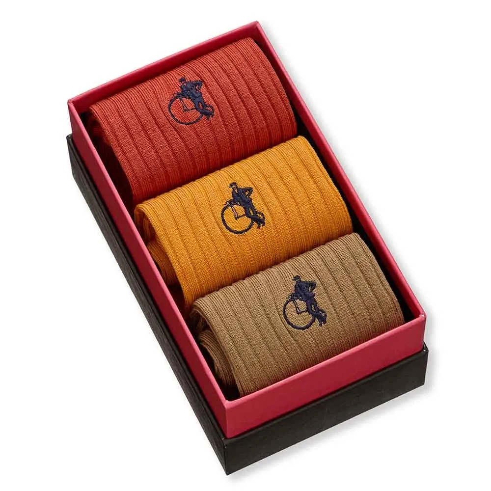 London Sock Company Fallen Leaves sokker 3-pack brun