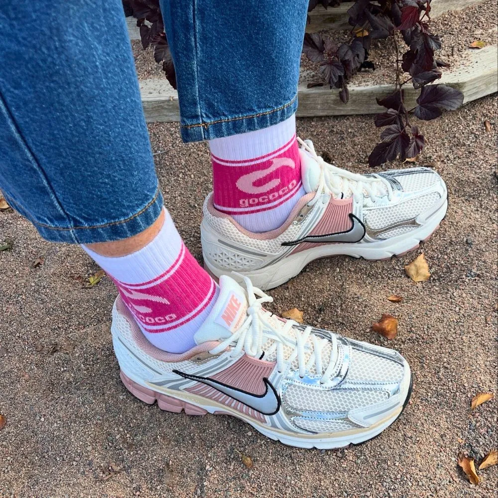 Gococo Active Crew sportssokker Hvit/Rosa 2-pk 37.5