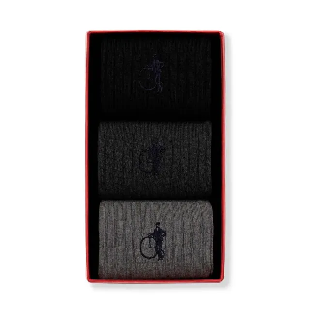 London Sock Company Simply Traditional herresokker 3-pakk ribbet