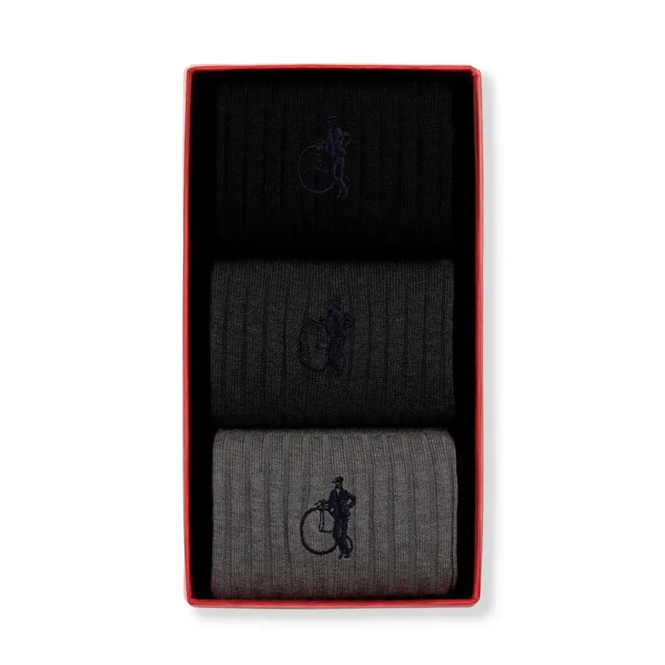 London Sock Company Simply Traditional herresokker 3-pakk ribbet