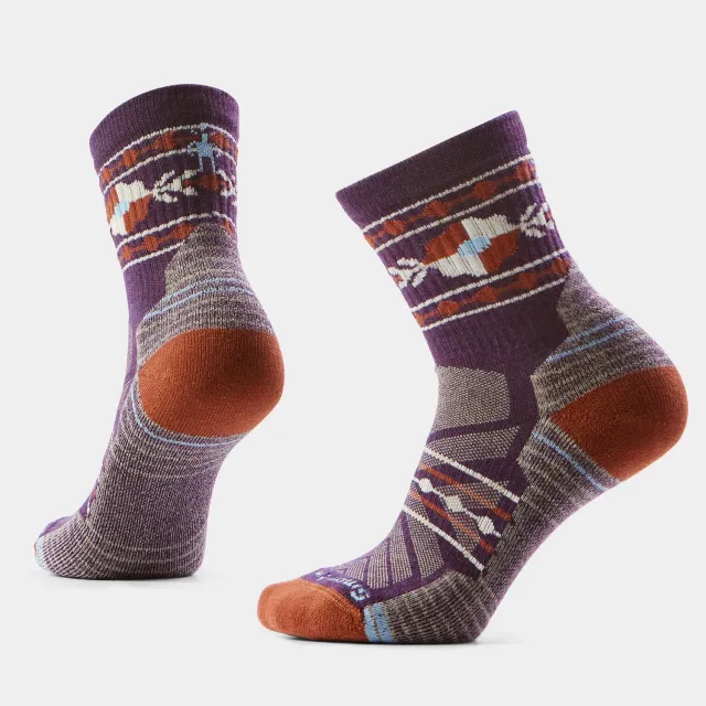 Smartwool Hike Retro Floral Mid Crew sokker Purple Iris blomster
