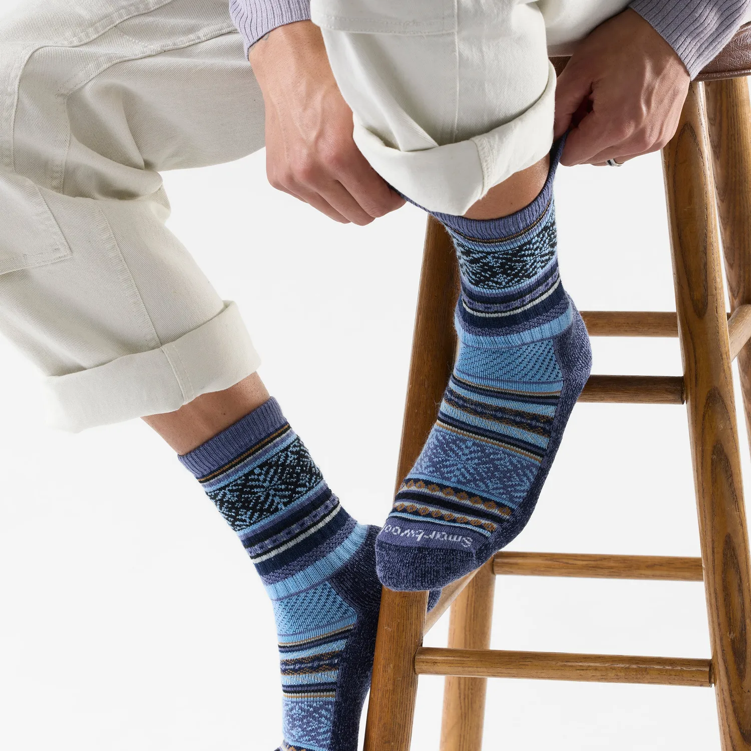 Smartwool Everyday Cozy Fair Isle crew sokker nightfall blue