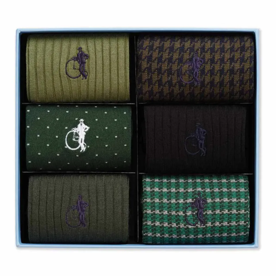 London Sock Company Dash of Class Olive sokker oliven 6-par