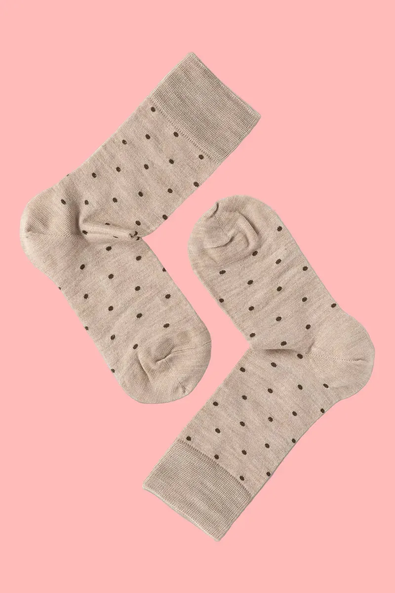 Note By Syversen Wool Dots sokker beige ull prikker