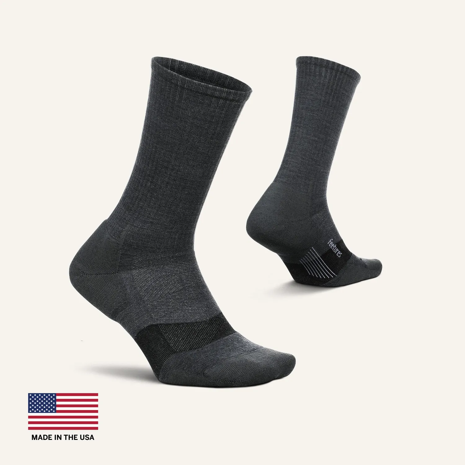 Feetures Merino 10 Max Cushion crewsokker grå