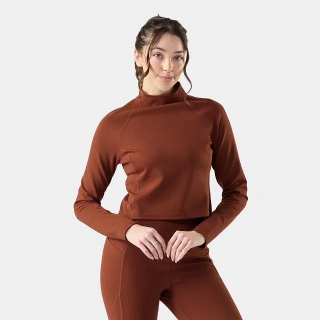 Smartwool Active Movement Mock Neck treningstopp dame terrakotta tynn