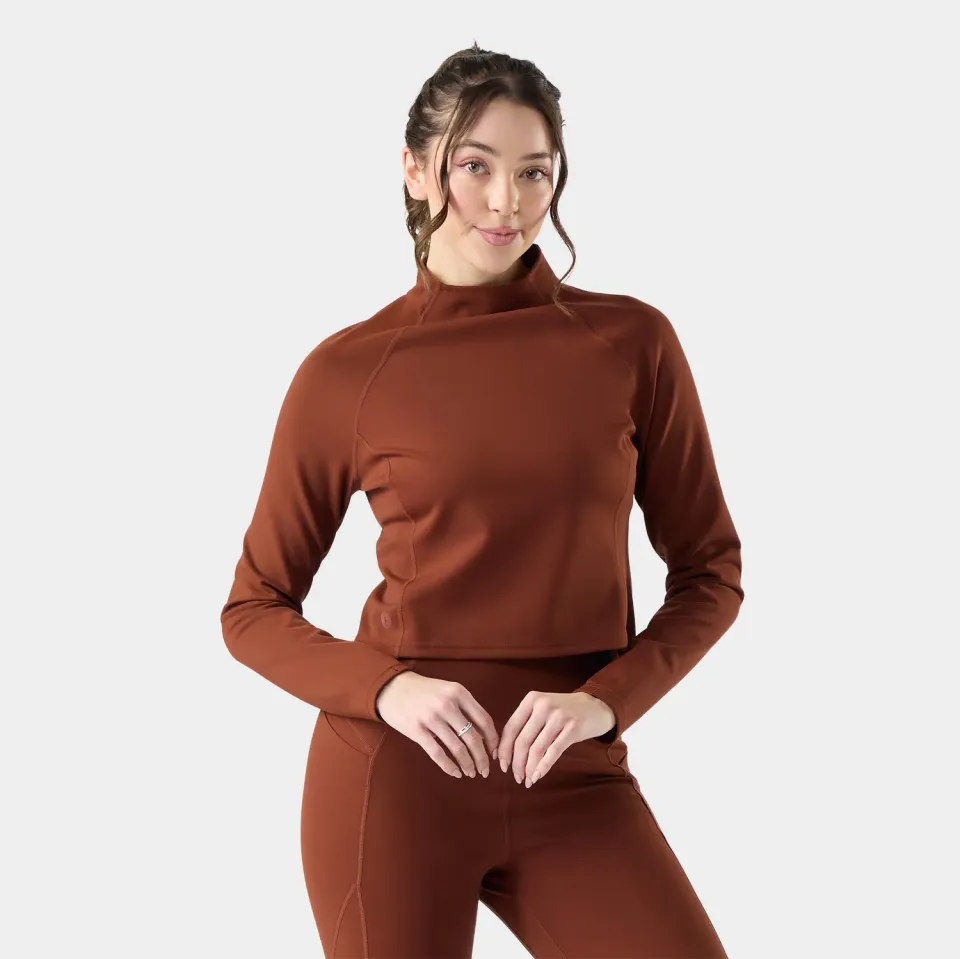 Smartwool Active Movement Mock Neck treningstopp dame terrakotta tynn