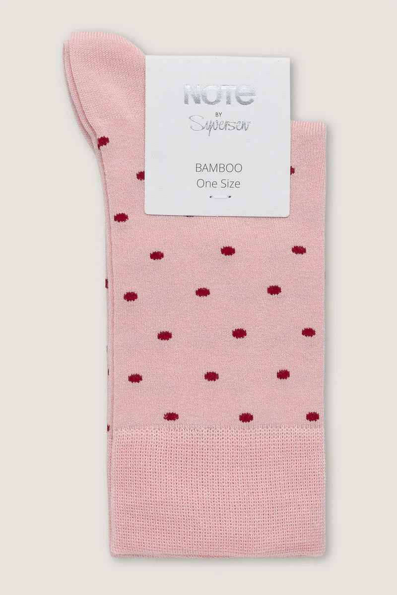 Note by Syversen Bamboo Dots sokker rosa rød prikker