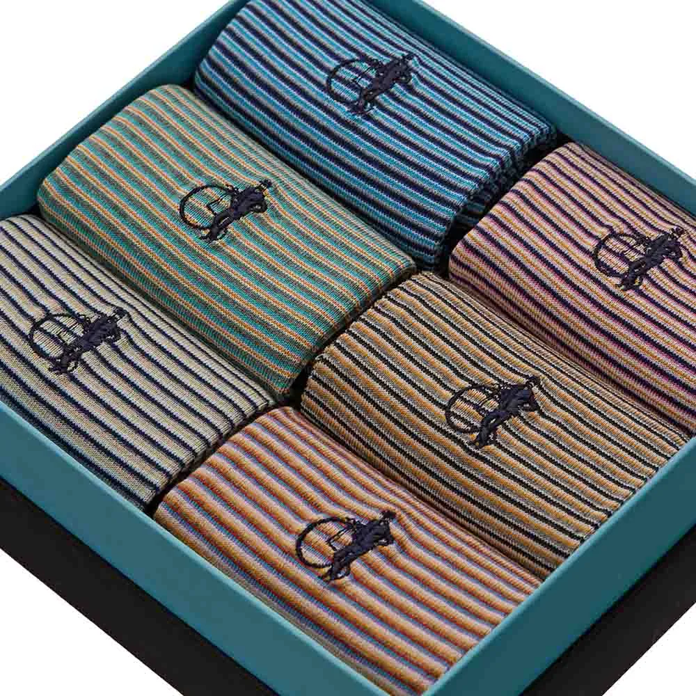 London Sock Company Simply Stripes sokker 6-pk stripete